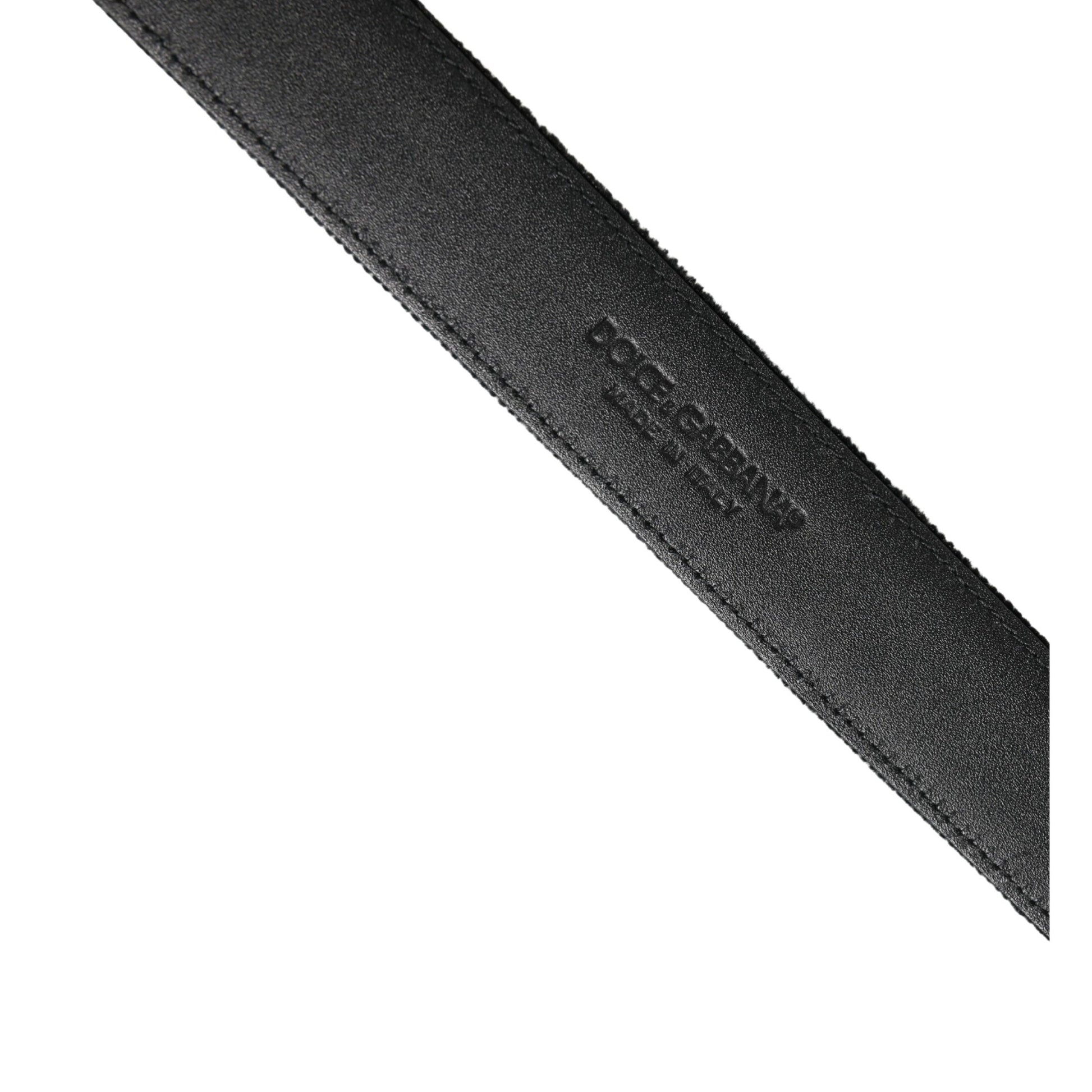 Dolce & Gabbana Black Suede Silver Tone Metal Buckle Men Belt
