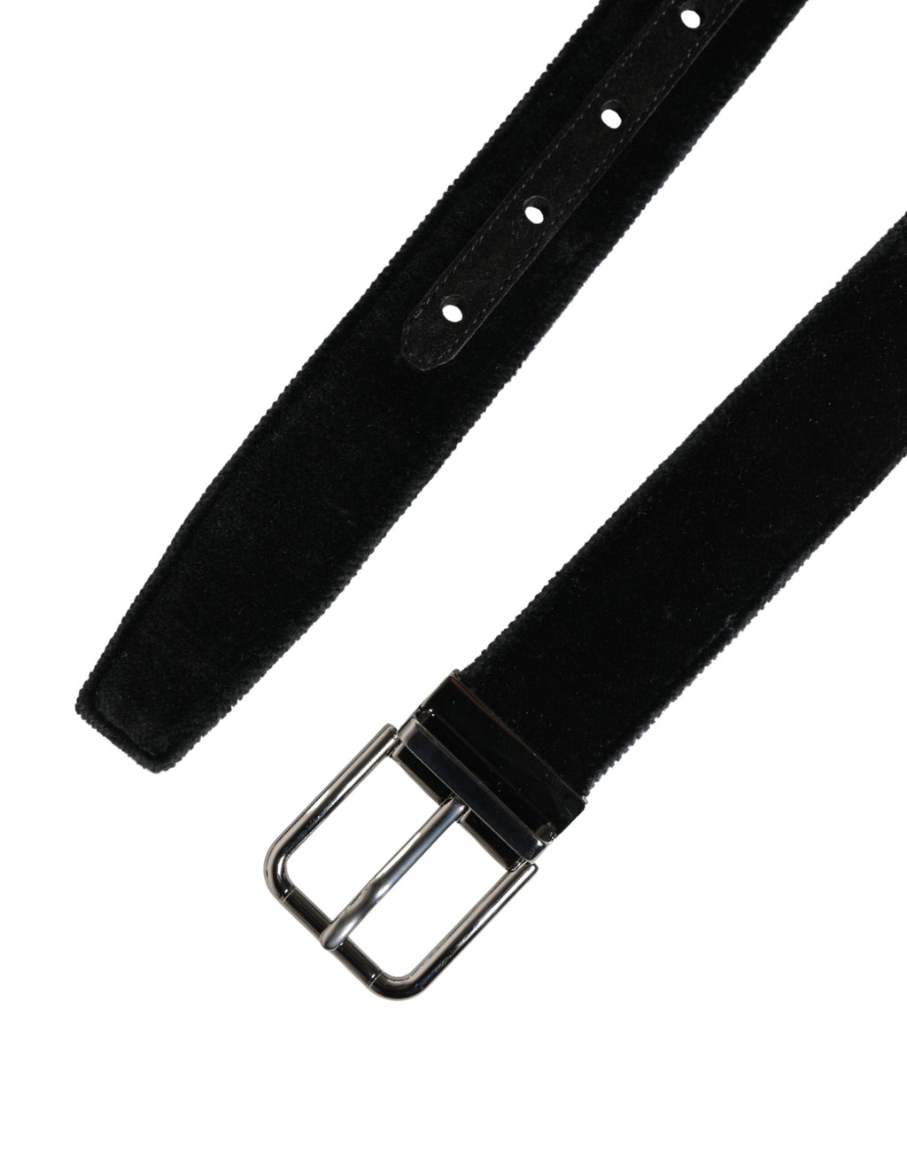 Dolce & Gabbana Black Suede Silver Tone Metal Buckle Men Belt - Eljoys Fashion 