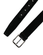 Dolce & Gabbana Black Suede Silver Tone Metal Buckle Men Belt - Eljoys Fashion 