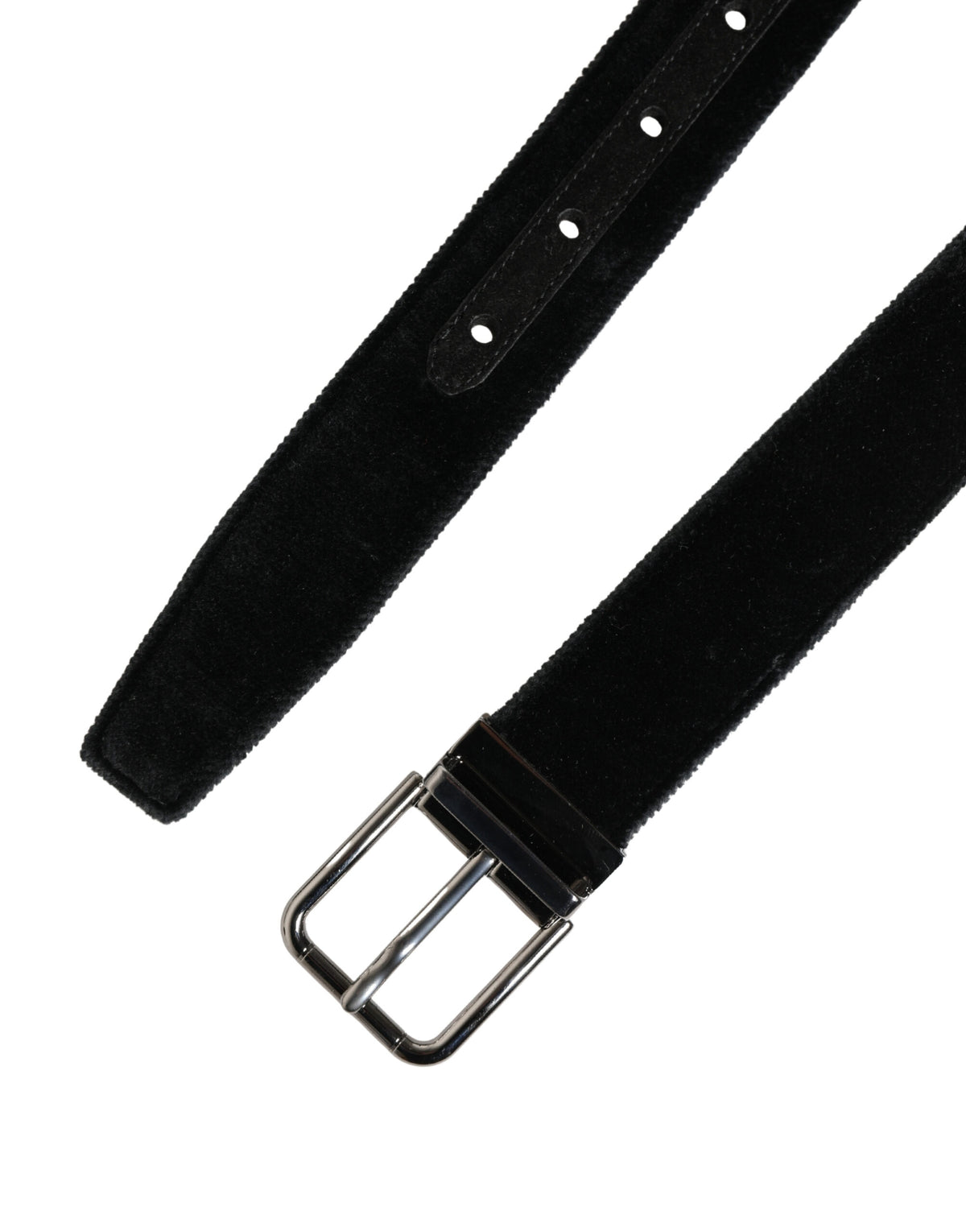 Dolce & Gabbana Black Suede Silver Tone Metal Buckle Men Belt - Eljoys Fashion 