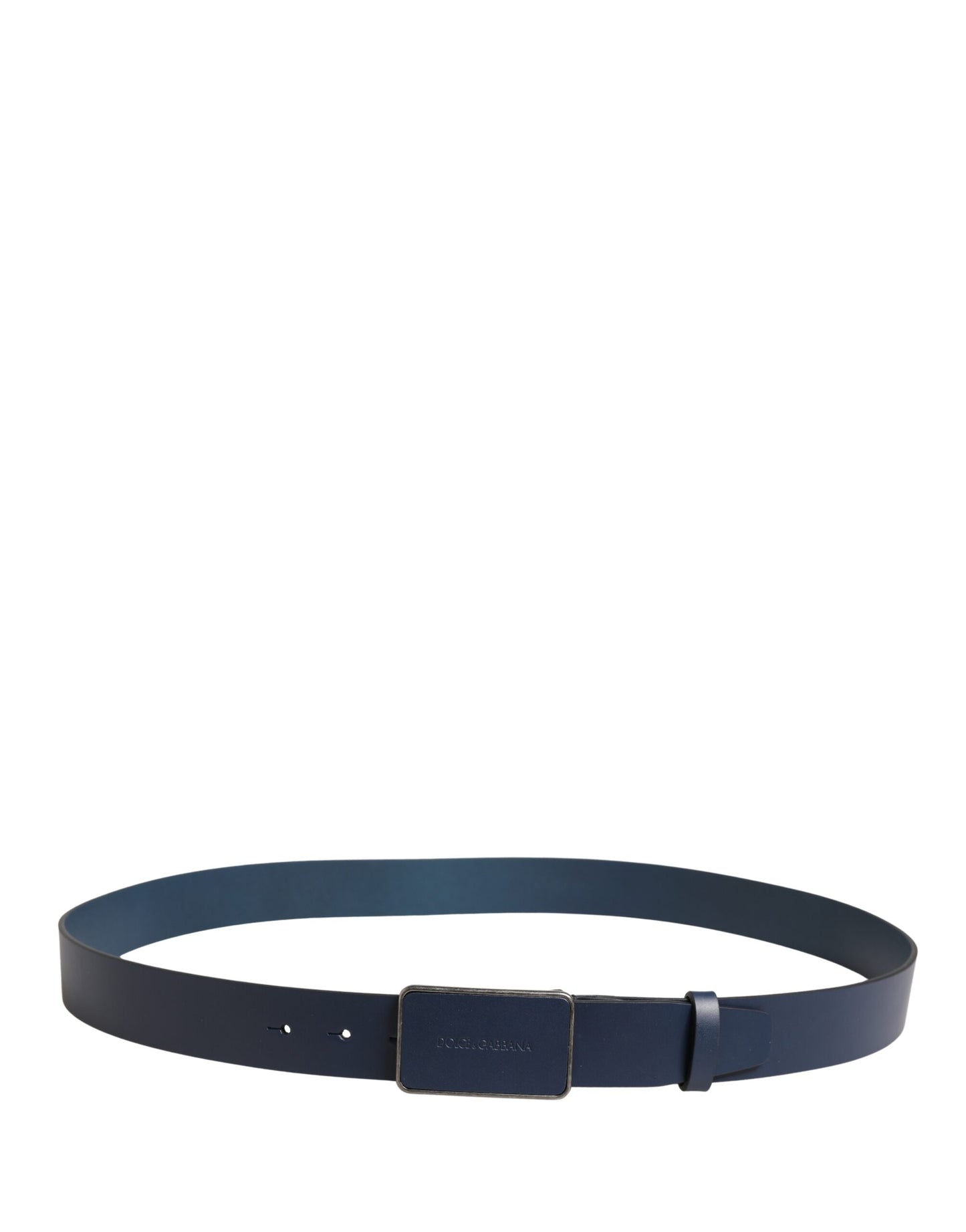 Dolce & Gabbana Blue Leather Logo Metal Buckle Men Belt Dolce & Gabbana