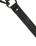 Dolce & Gabbana Black Leather Silver Chain Waist Men Belt - Eljoys Fashion 
