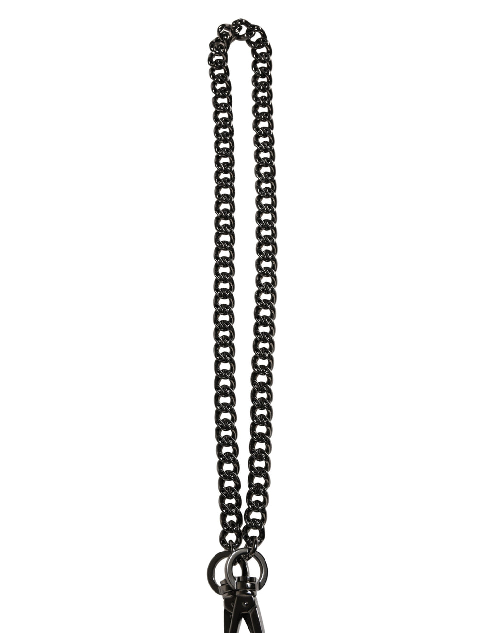 Dolce & Gabbana Black Leather Silver Chain Waist Men Belt - Eljoys Fashion 