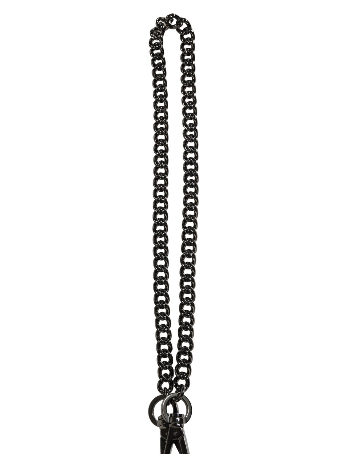 Dolce & Gabbana Black Leather Silver Chain Waist Men Belt - Eljoys Fashion 