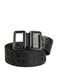 Dolce & Gabbana Black Logo Monogram Silver Metal Buckle Belt - Eljoys Fashion 