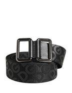 Dolce & Gabbana Black Logo Monogram Silver Metal Buckle Belt - Eljoys Fashion 