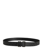 Dolce & Gabbana Black Logo Monogram Silver Metal Buckle Belt - Eljoys Fashion 