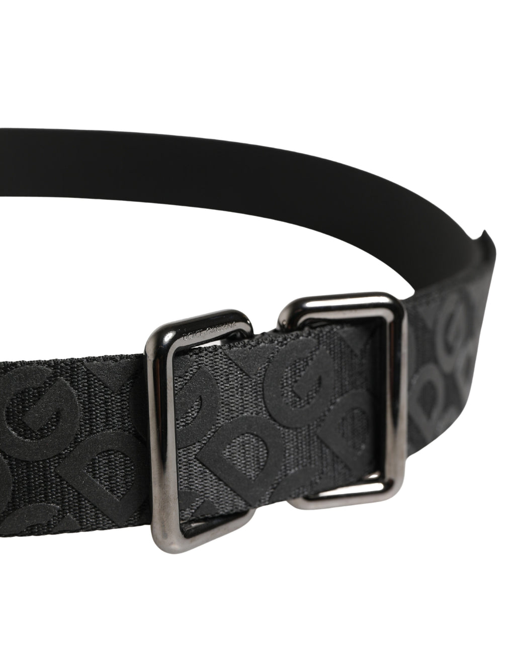 Dolce & Gabbana Black Logo Monogram Silver Metal Buckle Belt - Eljoys Fashion 
