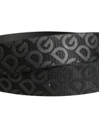 Dolce & Gabbana Black Logo Monogram Silver Metal Buckle Belt - Eljoys Fashion 