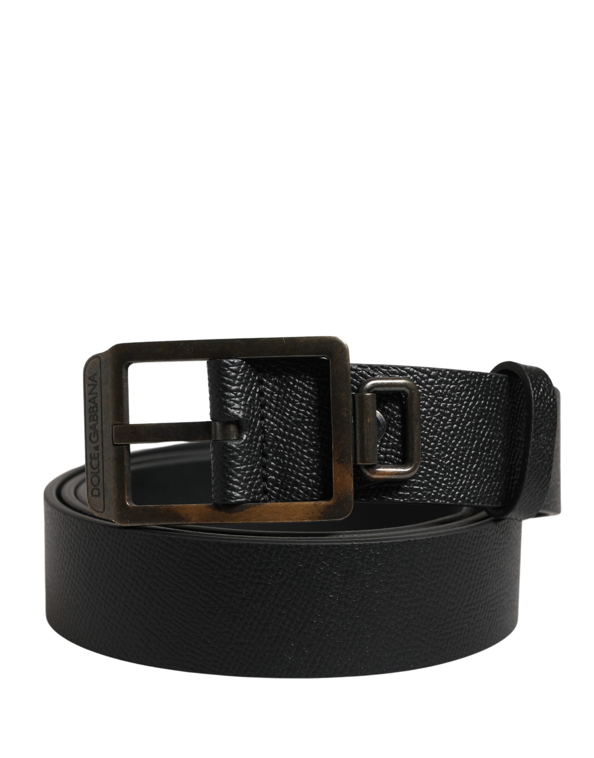 Dolce & Gabbana Black Calf Leather Gold Metal Buckle  Belt - Eljoys Fashion 