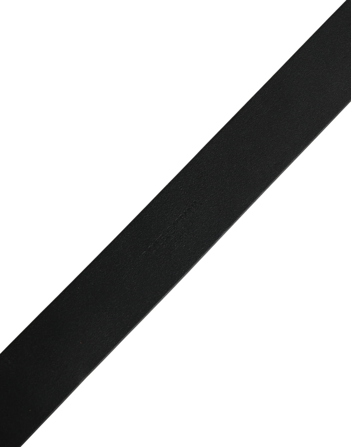 Dolce & Gabbana Black Calf Leather Gold Metal Buckle  Belt - Eljoys Fashion 