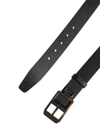Dolce & Gabbana Black Calf Leather Gold Metal Buckle  Belt - Eljoys Fashion 