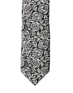 Dolce & Gabbana Black White Floral Fantasy Silk Adjustable Necktie Tie - Eljoys Fashion 
