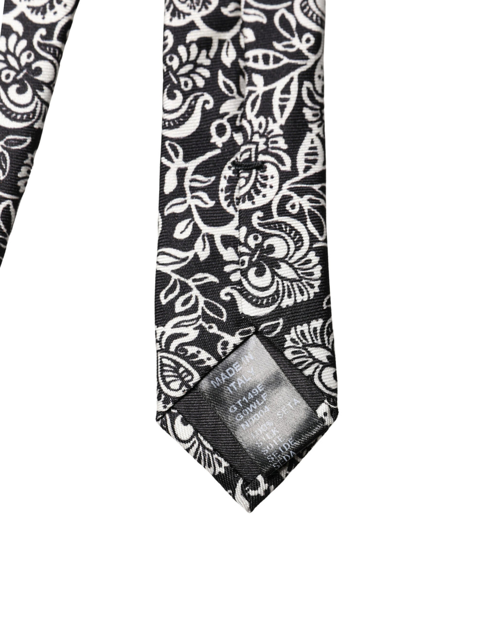 Dolce & Gabbana Black White Floral Fantasy Silk Adjustable Necktie Tie - Eljoys Fashion 