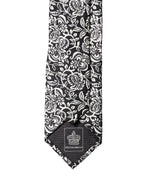 Dolce & Gabbana Black White Floral Fantasy Silk Adjustable Necktie Tie - Eljoys Fashion 