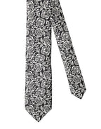 Dolce & Gabbana Black White Floral Fantasy Silk Adjustable Necktie Tie - Eljoys Fashion 