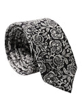 Dolce & Gabbana Black White Floral Fantasy Silk Adjustable Necktie Tie - Eljoys Fashion 