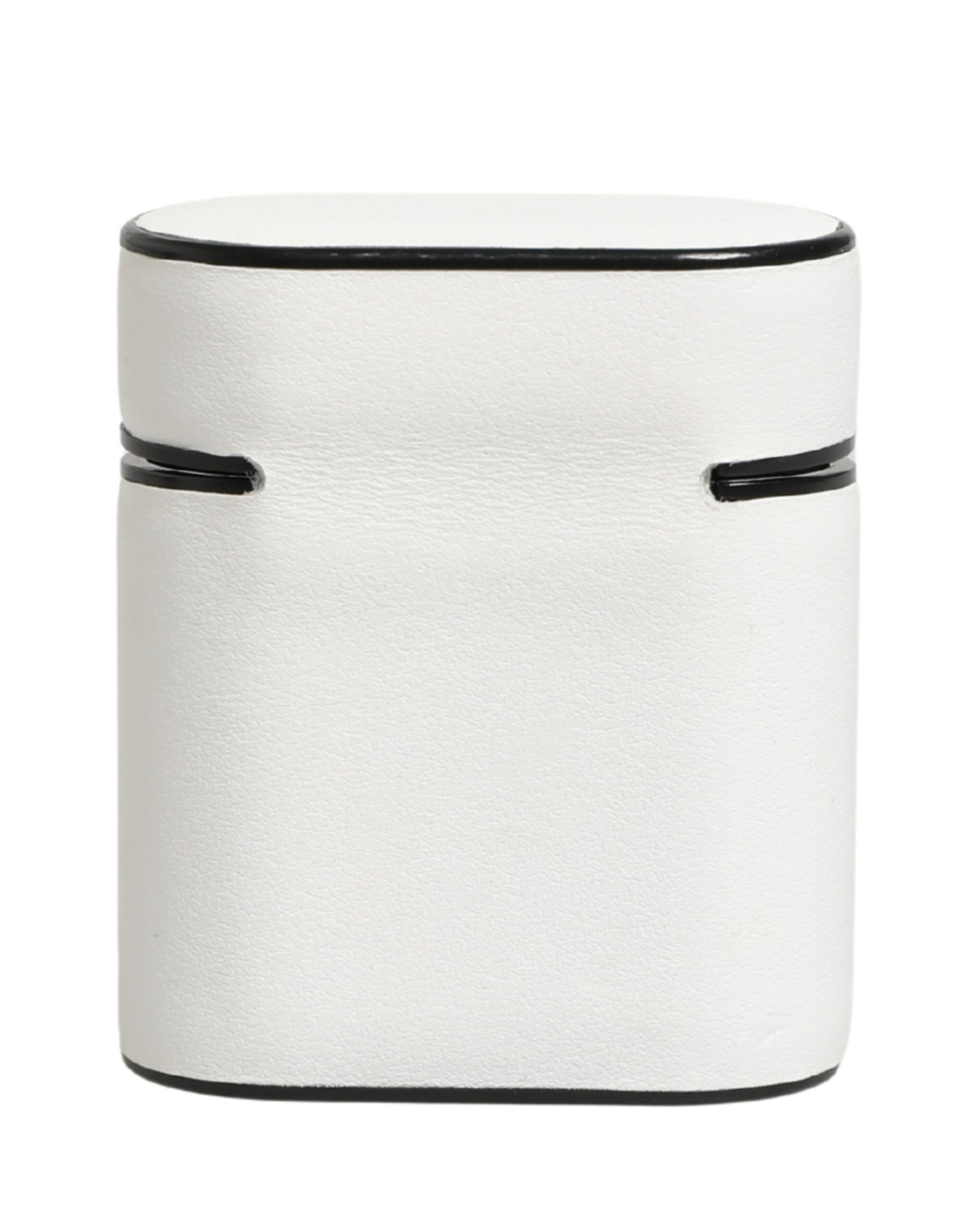 Dolce & Gabbana White Calf Leather Logo Print Flip Holder Airpods Case