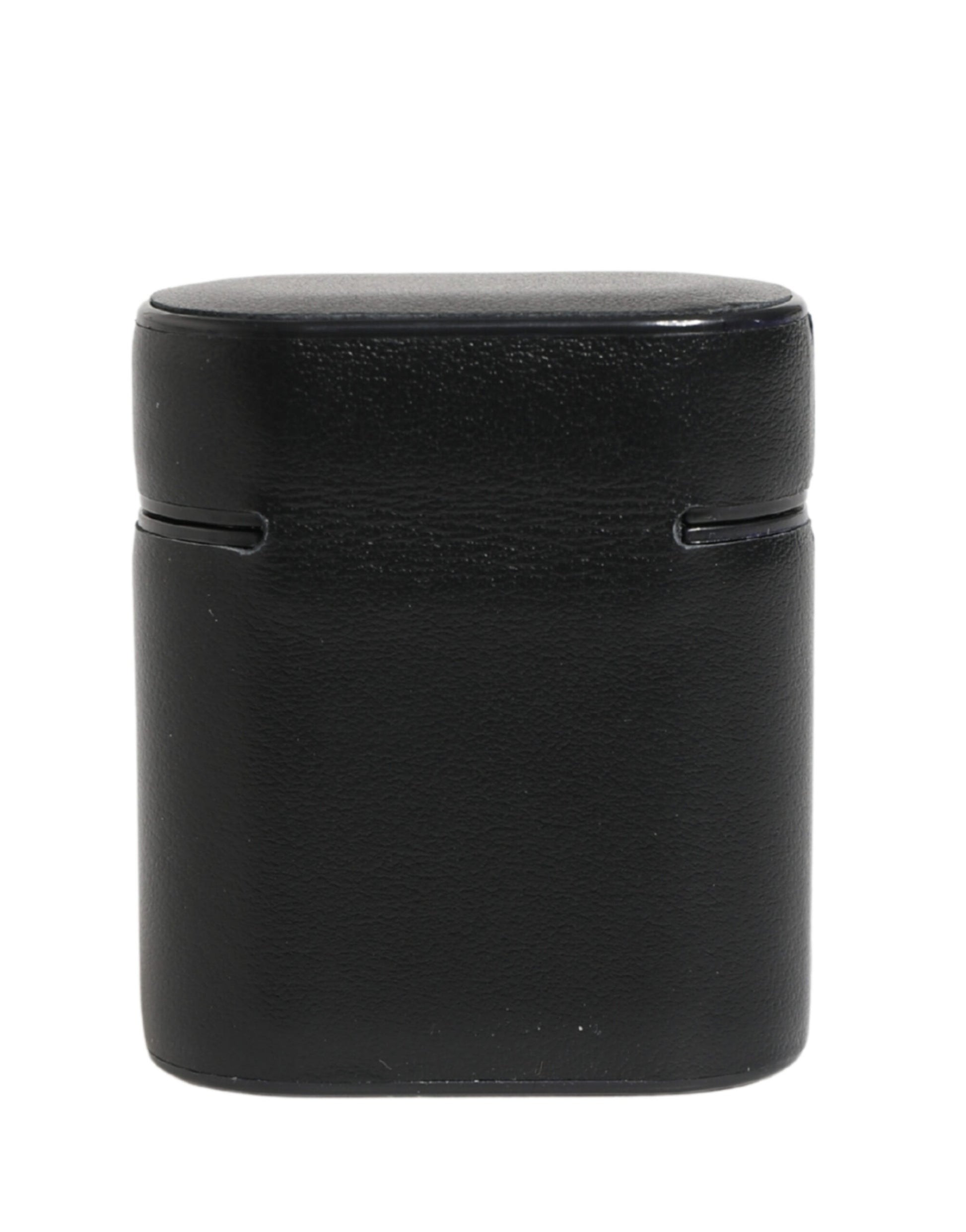 Dolce & Gabbana Black Calf Leather Logo Print Flip Holder Airpods Case
