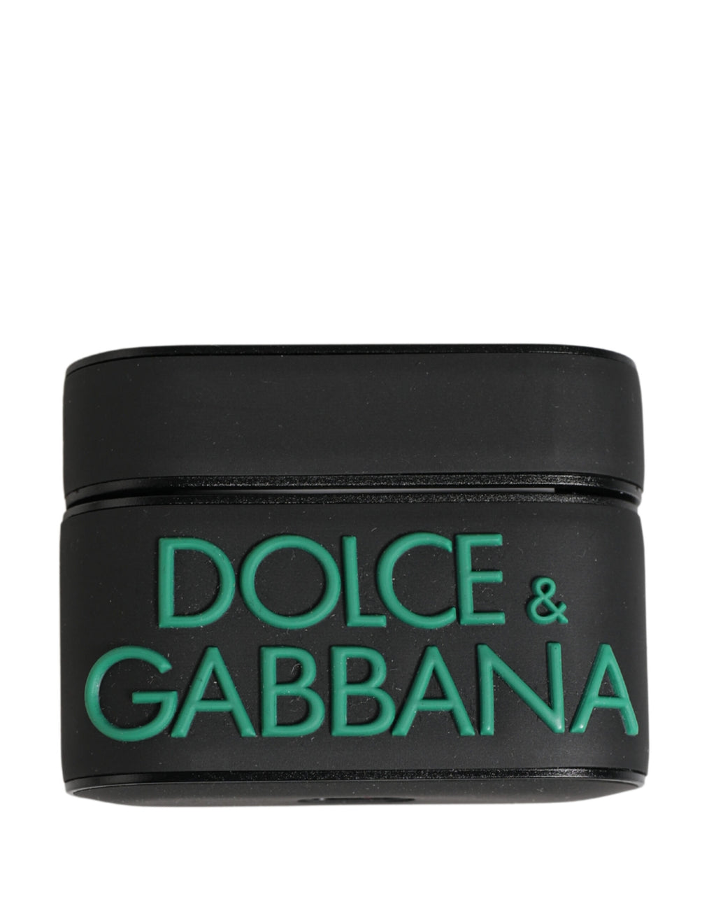 Dolce & Gabbana Black PVC Embossed Logo Flip Holder Women Airpods Case - Eljoys Fashion 