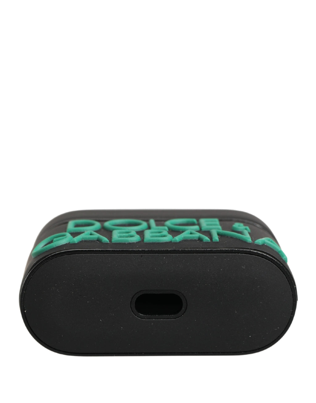 Dolce & Gabbana Black PVC Embossed Logo Flip Holder Women Airpods Case - Eljoys Fashion 