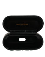 Dolce & Gabbana Black PVC Embossed Logo Flip Holder Women Airpods Case - Eljoys Fashion 