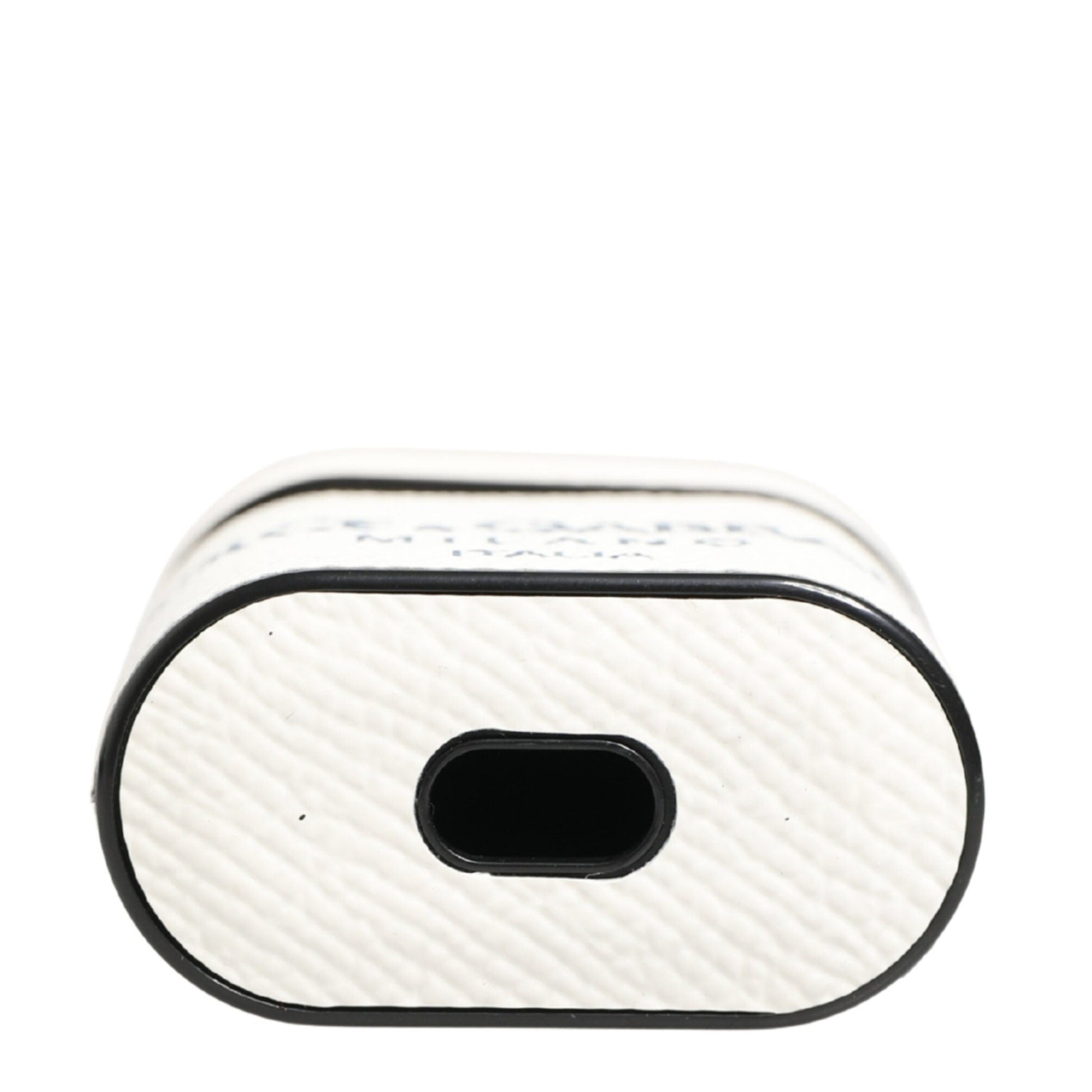 Dolce & Gabbana White Calf Leather Logo Flip Holder Strap Airpods Case
