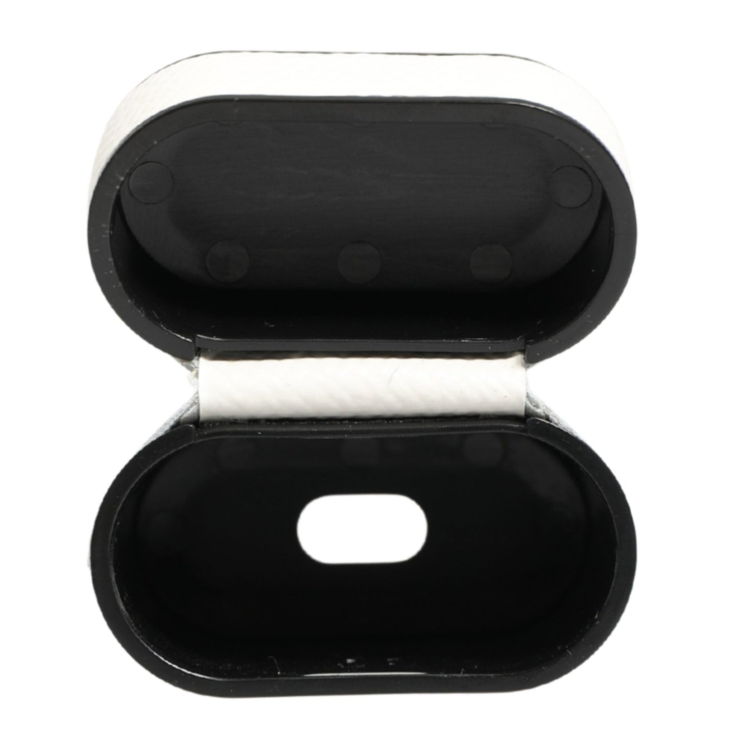 Dolce & Gabbana White Calf Leather Logo Flip Holder Strap Airpods Case