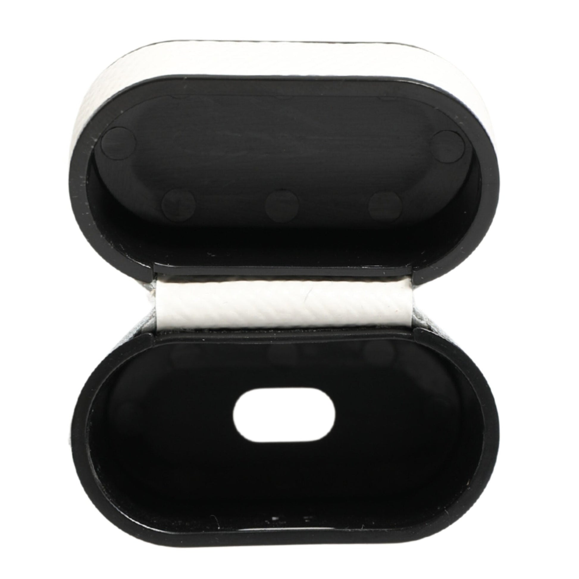Dolce & Gabbana White Calf Leather Logo Flip Holder Strap Airpods Case
