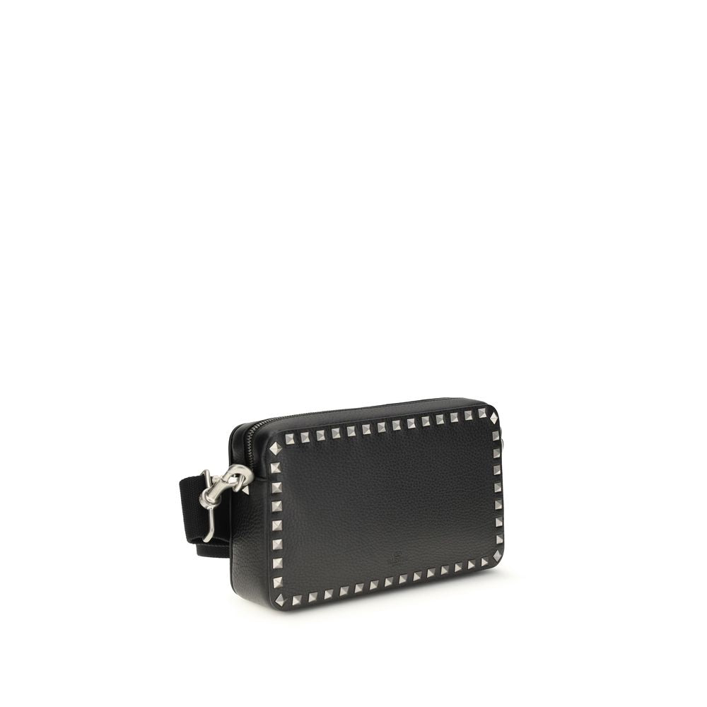 Valentino Garavani Black Calf Leather Bos Taurus Shoulder Bag Valentino Garavani