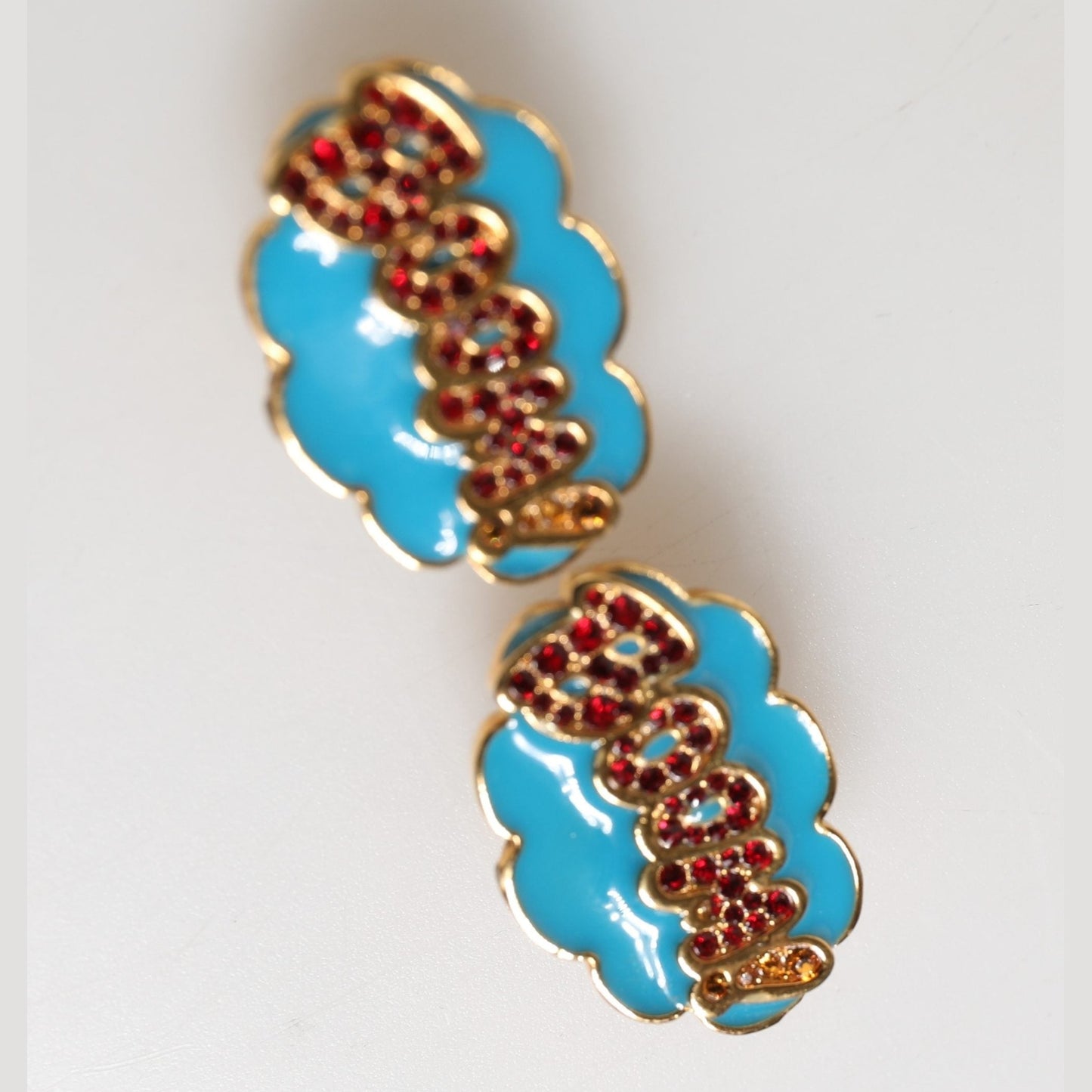 Dolce & Gabbana Gold Brass BOOM Cartoon Crystal Clip-On Women