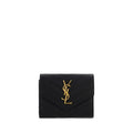 Saint Laurent Bos Taurus wallet made of black calf leather with sleek design and subtle logo detail.