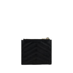 Saint Laurent Bos Taurus wallet in black calf leather with sleek design and signature details.