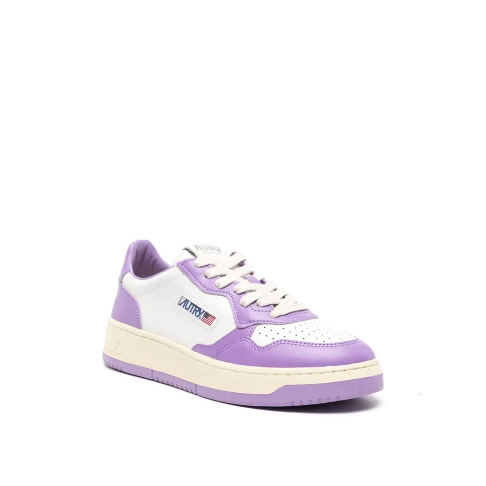 Autry Purple Leather Low Top Sneakers