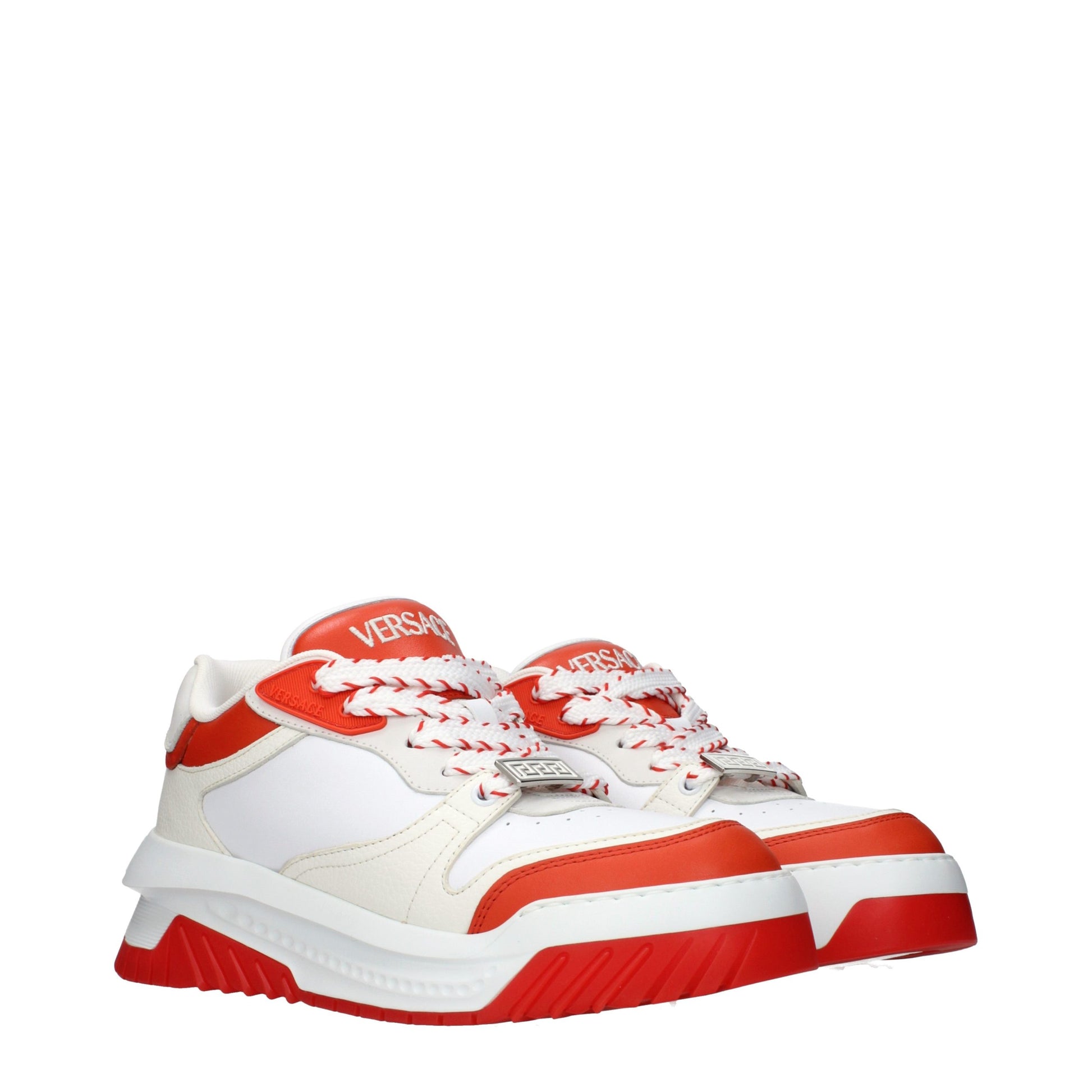 Versace White Leather Athletic Sneakers Versace