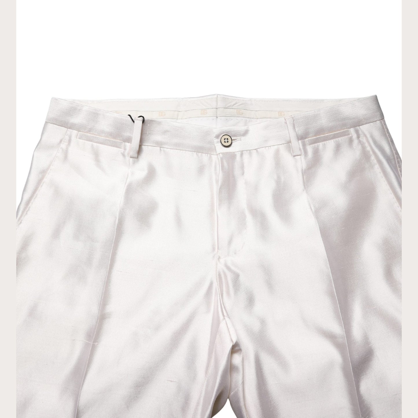 Dolce & Gabbana White Silk Satin Dress Formal Trouser Pants
