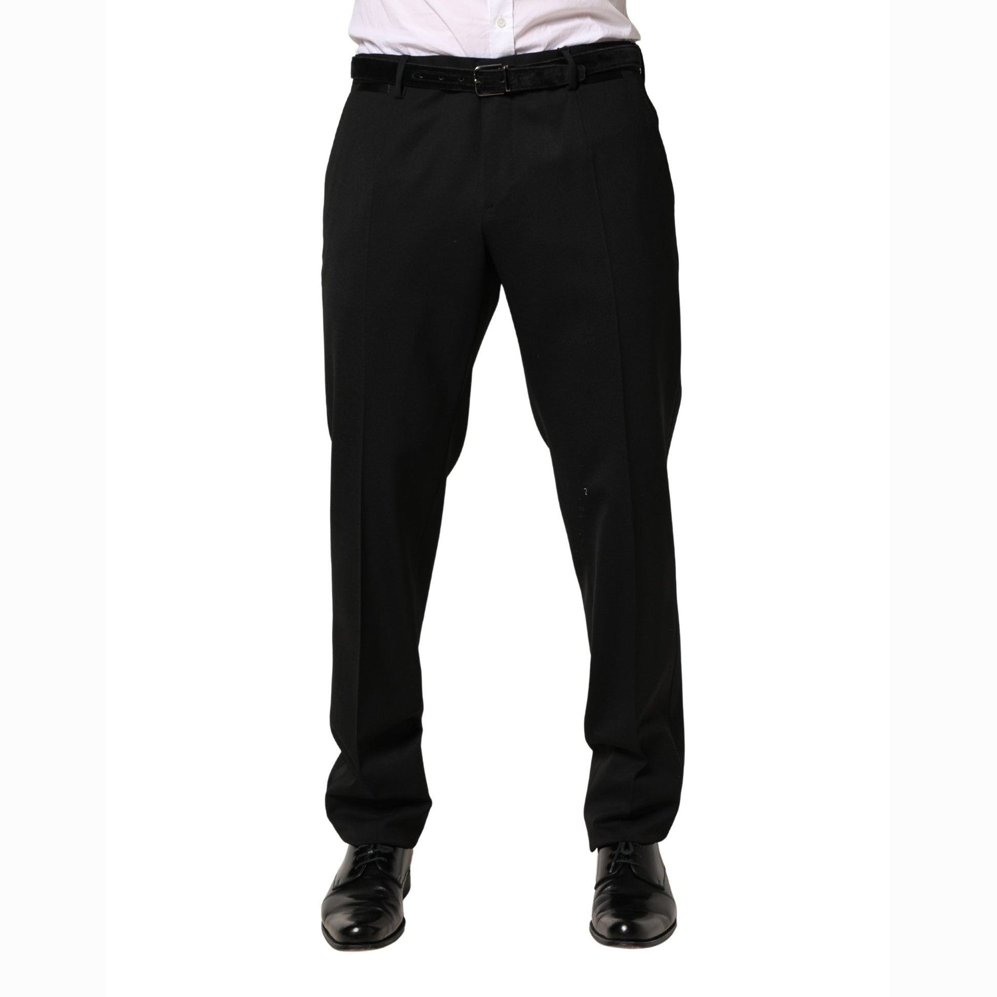 Dolce & Gabbana Black Wool Skinny Men Dress Trouser Pants