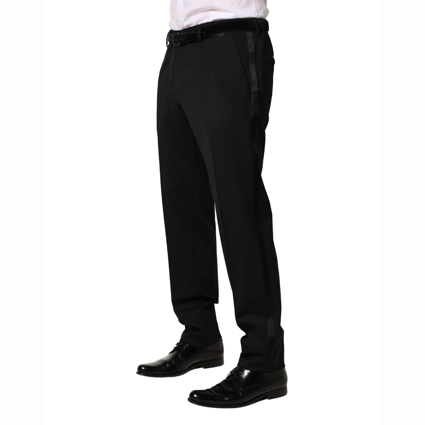 Dolce & Gabbana Black Wool Skinny Men Dress Trouser Pants