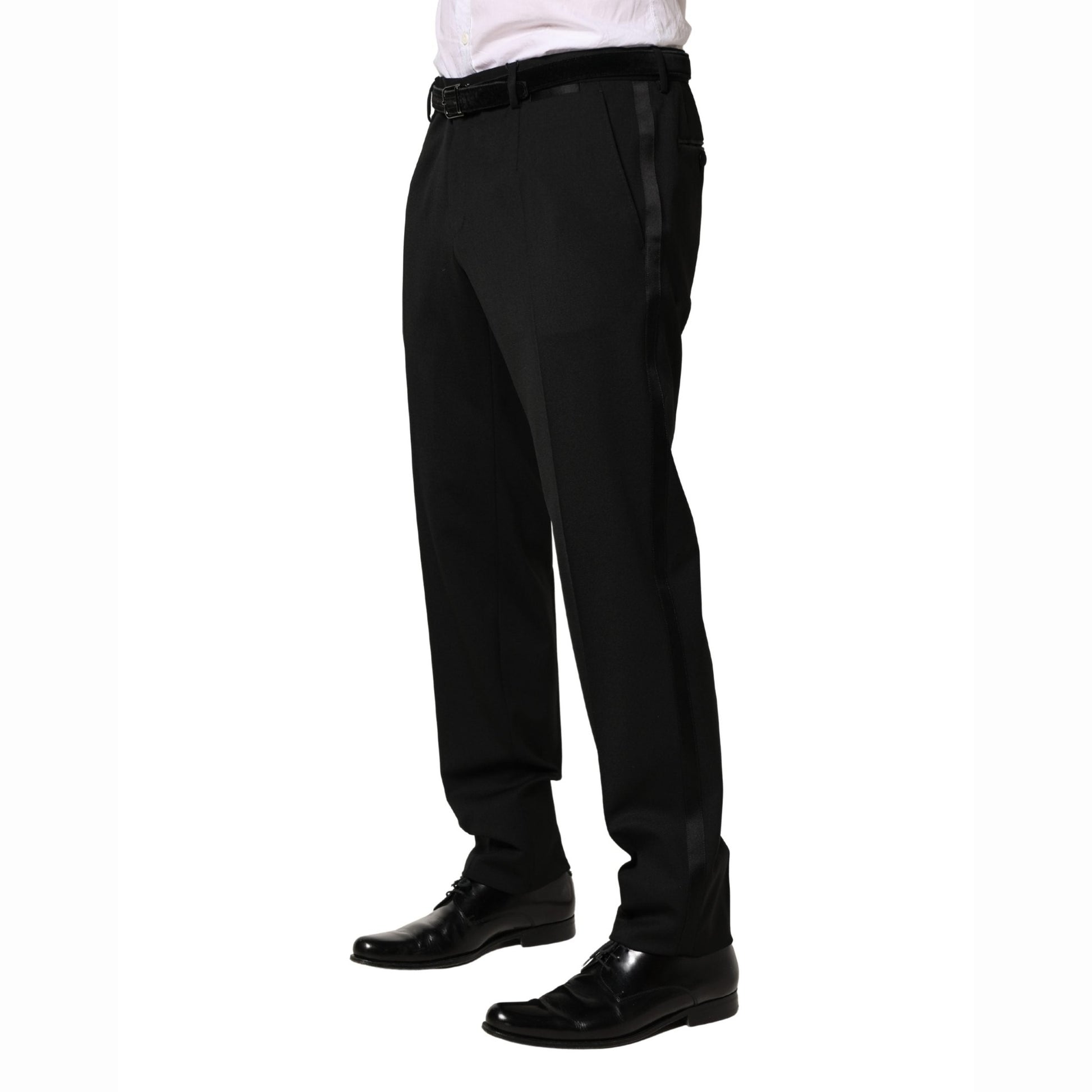 Dolce & Gabbana Black Wool Skinny Men Dress Trouser Pants