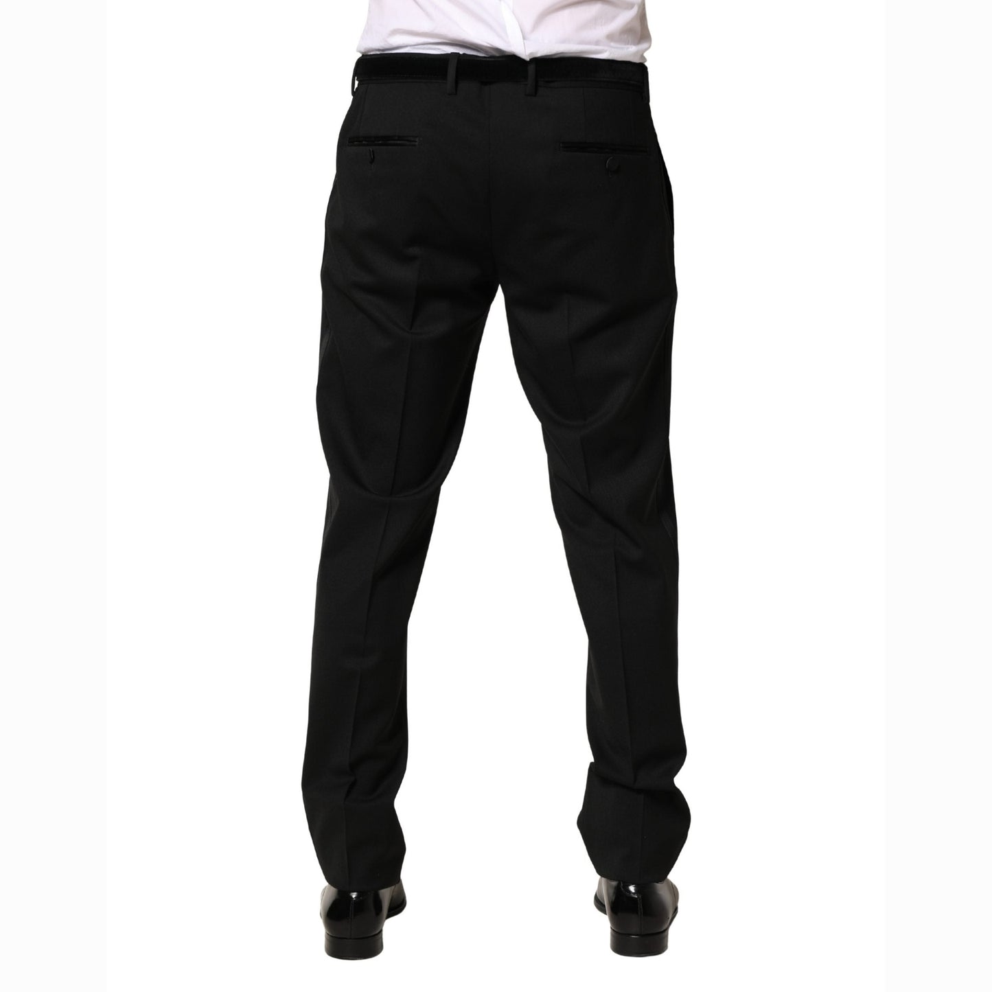 Dolce & Gabbana Black Wool Skinny Men Dress Trouser Pants
