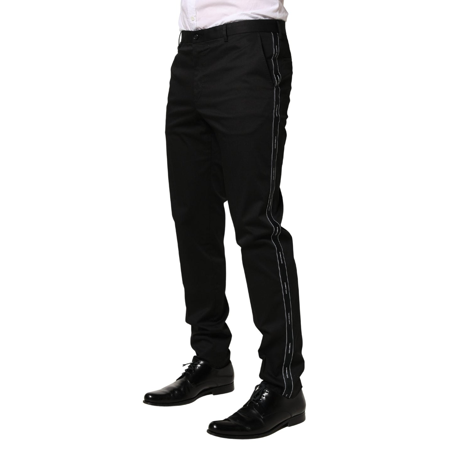 Dolce & Gabbana Black Cotton Skinny Men Dress Trouser Pants