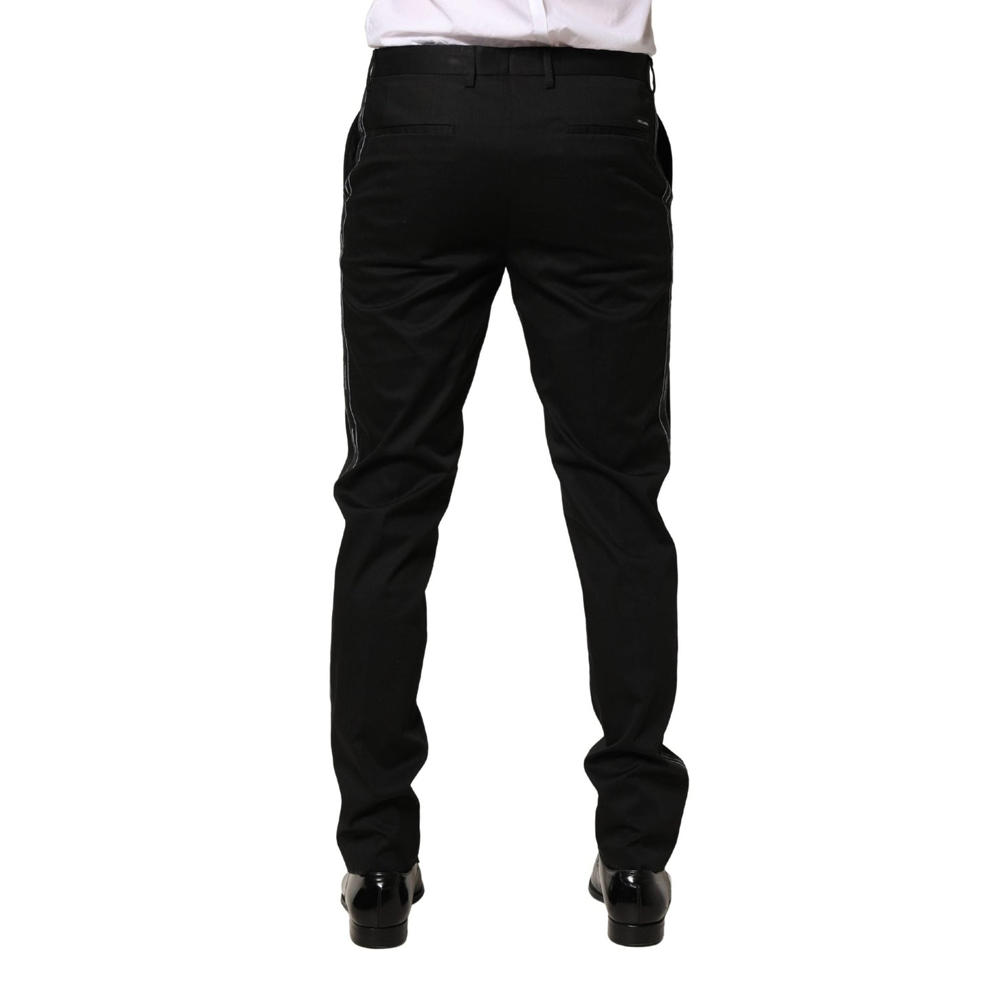 Dolce & Gabbana Black Cotton Skinny Men Dress Trouser Pants
