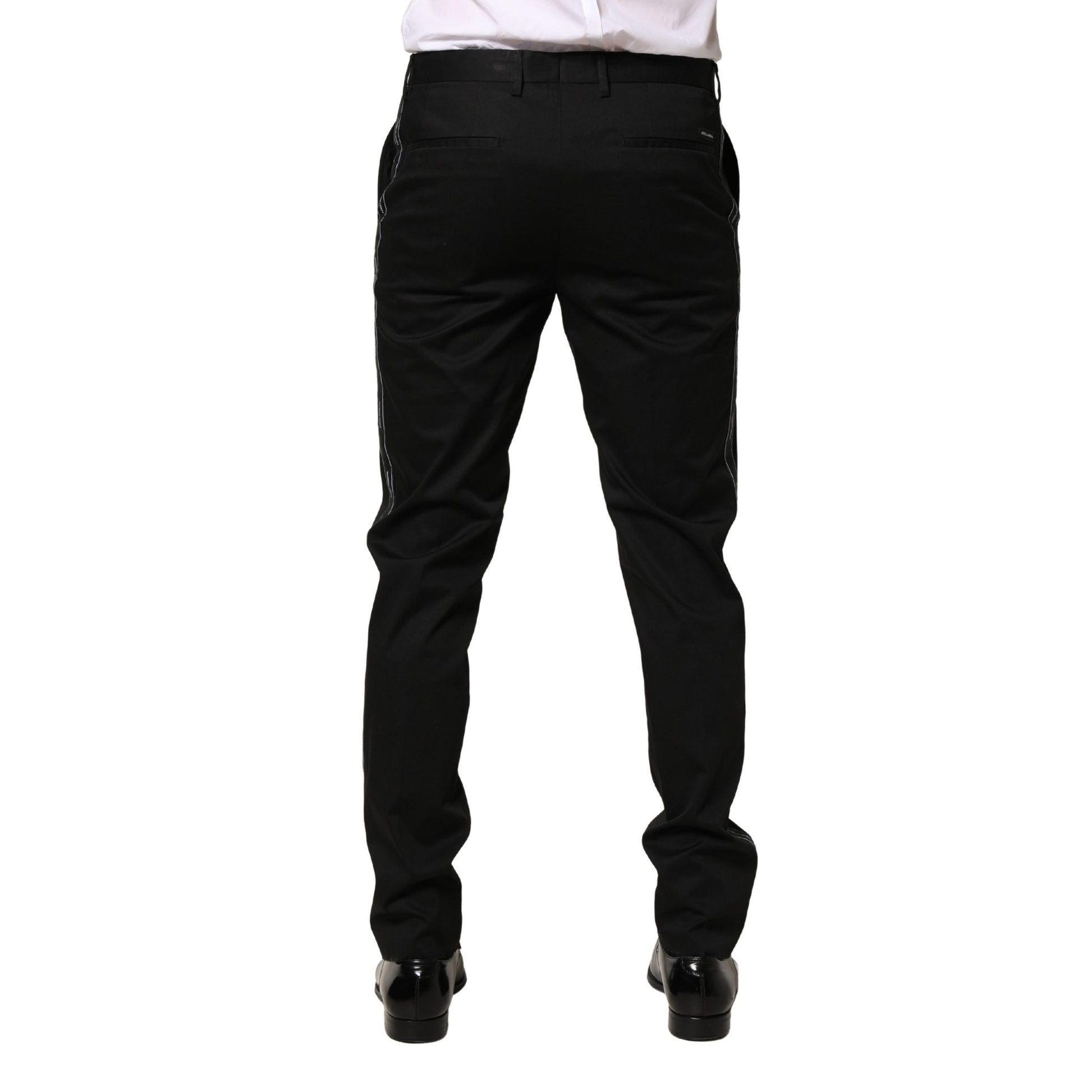 Dolce & Gabbana Black Cotton Skinny Men Dress Trouser Pants