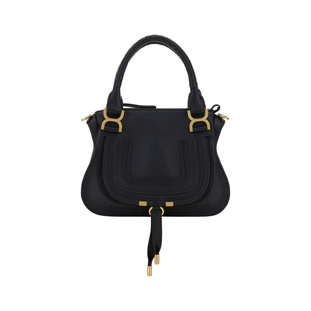 Chloé Bos Taurus handbag made of black calf leather with sleek design and top handles, stylish accessory for everyday use.