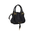 Chloé black calf leather Bos Taurus handbag with gold-tone hardware and structured design.