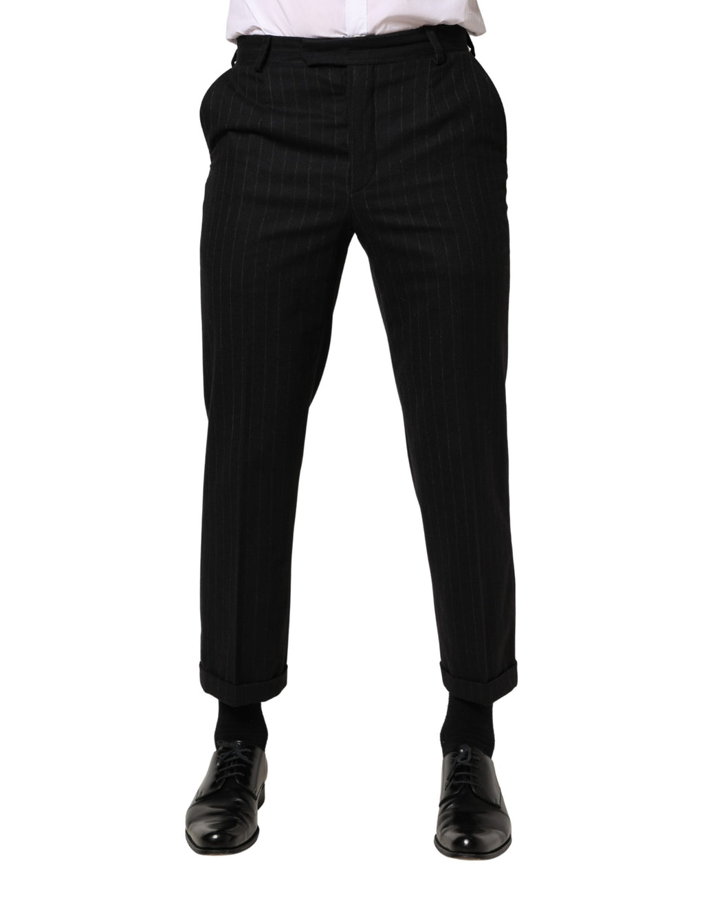 Dolce & Gabbana Black Stripes Wool Dress Formal Trouser Pants - Eljoys Fashion 