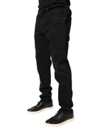 Dolce & Gabbana Black Tattered Skinny Cotton Denim Jeans - Eljoys Fashion 