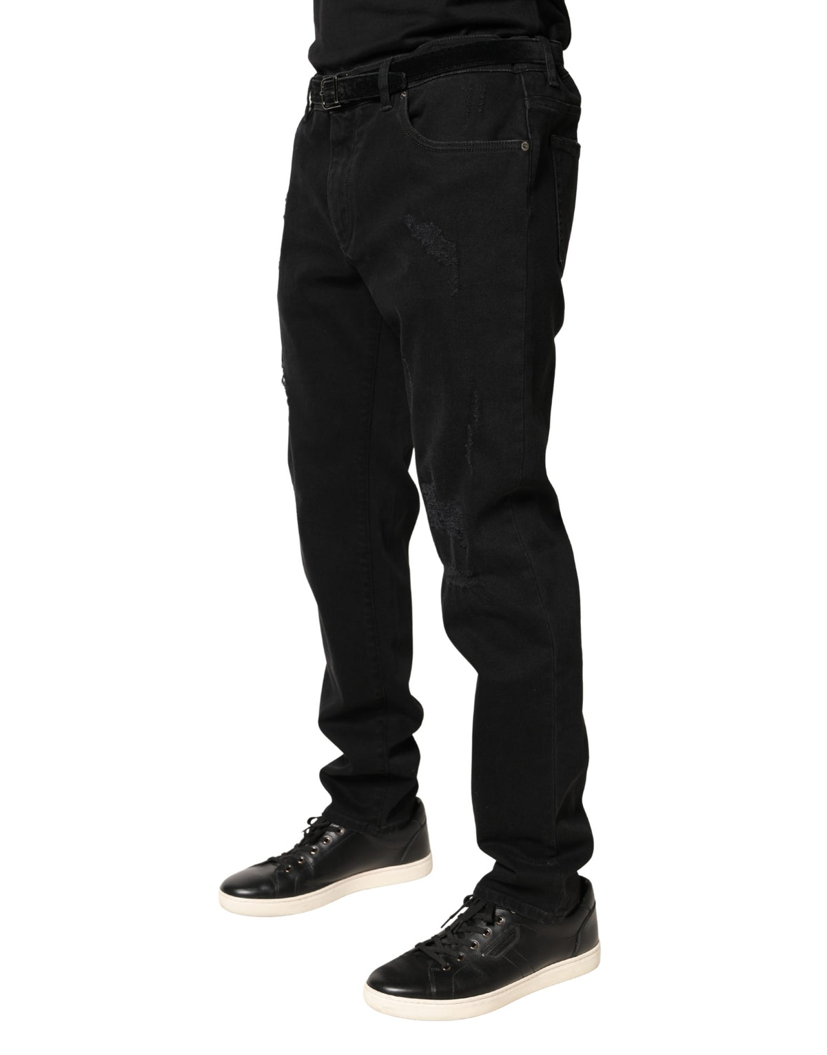 Dolce & Gabbana Black Tattered Skinny Cotton Denim Jeans - Eljoys Fashion 