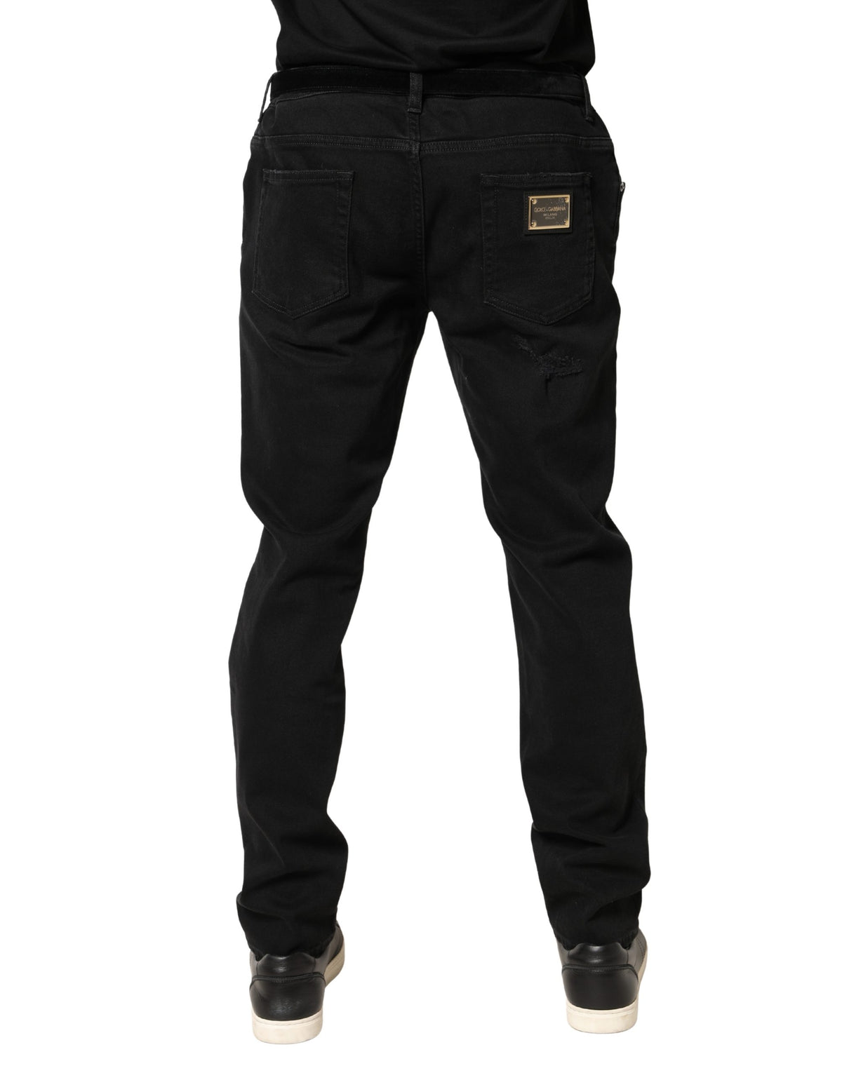 Dolce & Gabbana Black Tattered Skinny Cotton Denim Jeans - Eljoys Fashion 