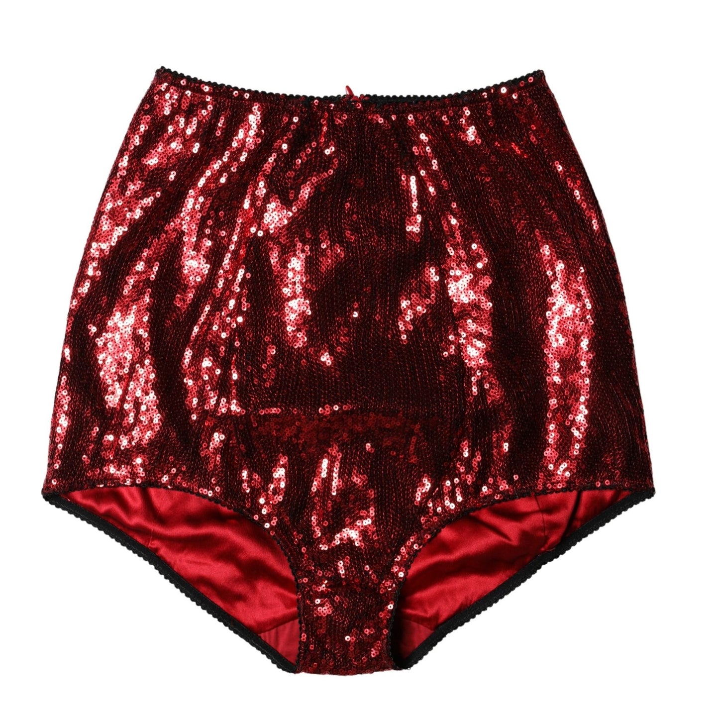 Dolce & Gabbana Red Sequin Embellished High Waist Girdle Underwear
